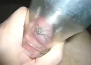 To celebrate his orgasm, he lets the spider crawl