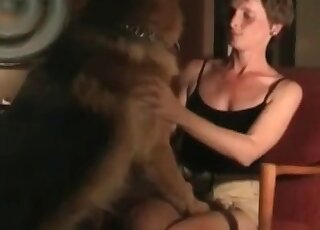 Wet pussy fucking movie with a kinky canine in HD